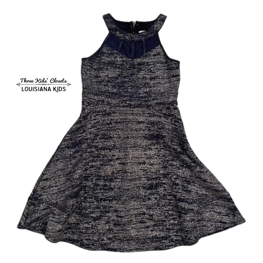 Love, Nickie Lew Sz 14 Navy & Silver Special Occasion Dress